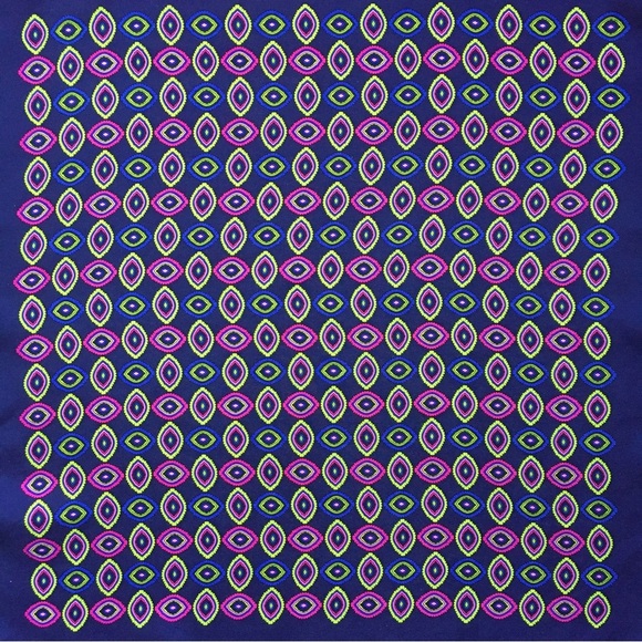 Vintage silk hand rolled pocket square purple green pink geometric pattern - Picture 3 of 10